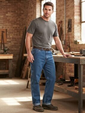 Blue Mountain Mens 38x32 Blue Denim Carpenter Jeans Utility Workwear Pants